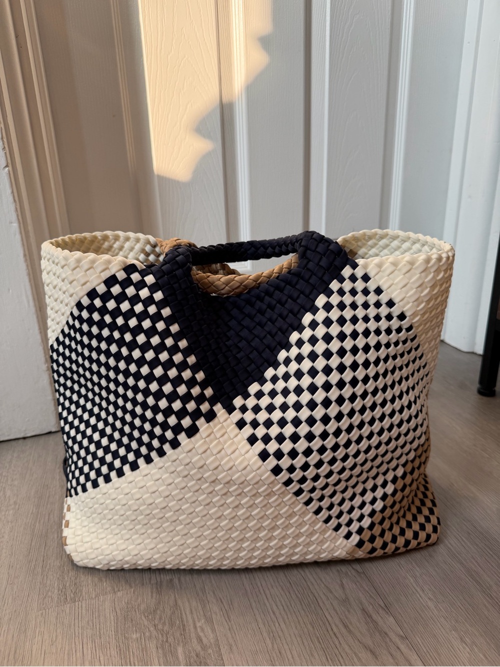 Naghedi St. Barths Large Graphic Geo Woven Tote with Pouch